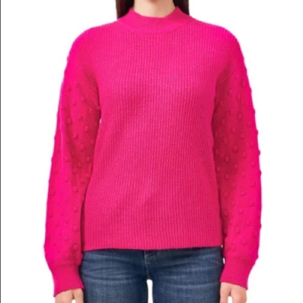 NWT Vince Camuto Women's Bobble Stitch Sleeve Sweater- Hot Pink SZ Small